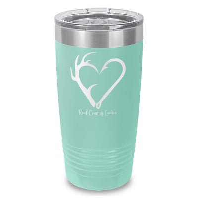 Hunting Fishing Heart Laser Etched Tumbler