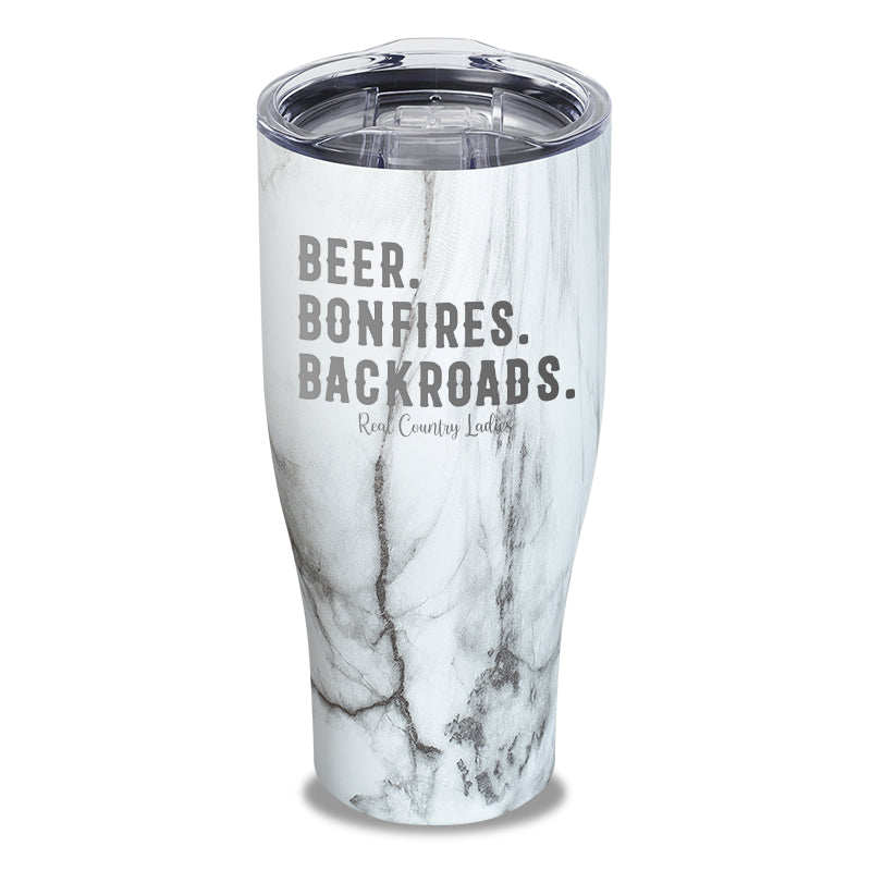 Beer Bonfires Backroads Laser Etched Tumbler