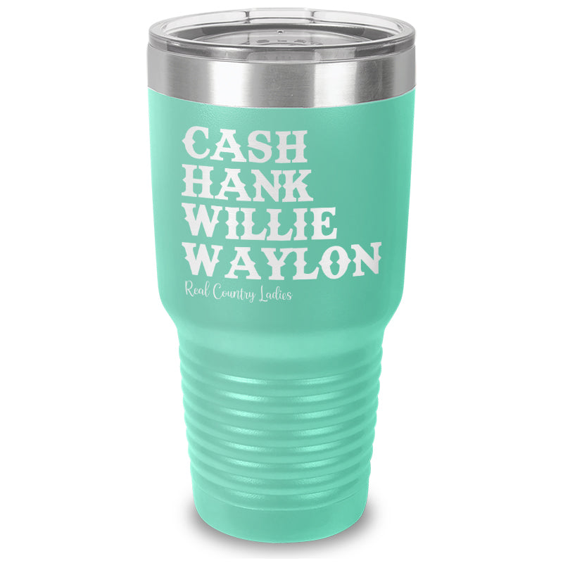 Cash Hank Willie Waylon Laser Etched Tumbler