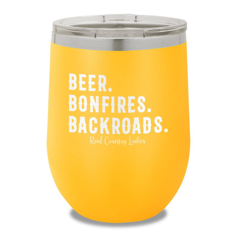 Beer Bonfires Backroads 12oz Stemless Wine Cup