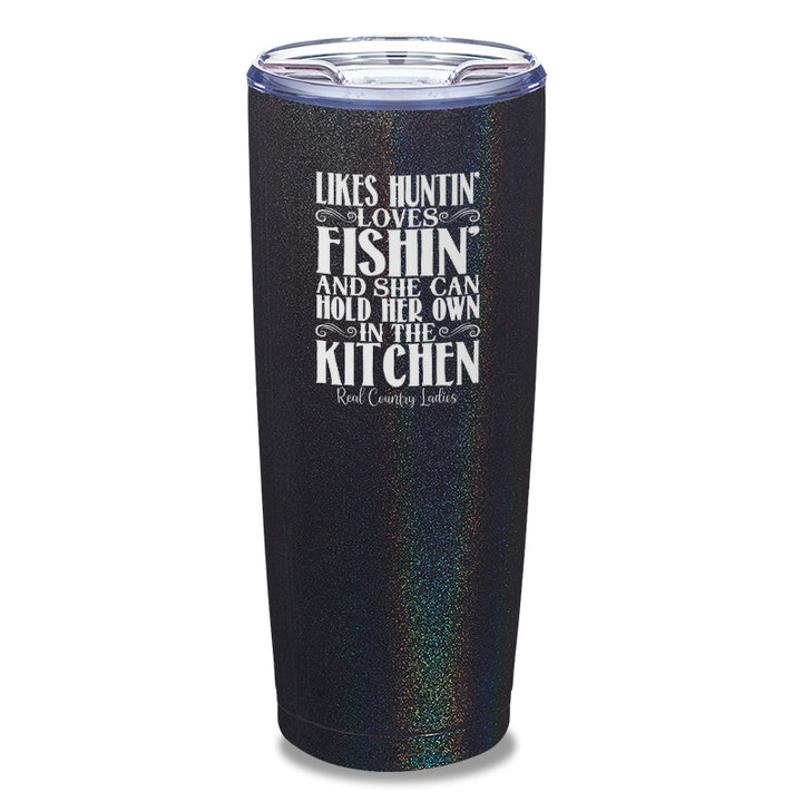 Likes Huntin Loves Fishin Laser Etched Tumbler