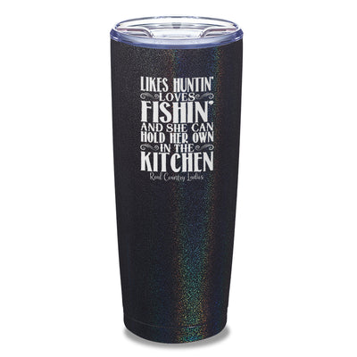 Likes Huntin Loves Fishin Laser Etched Tumbler