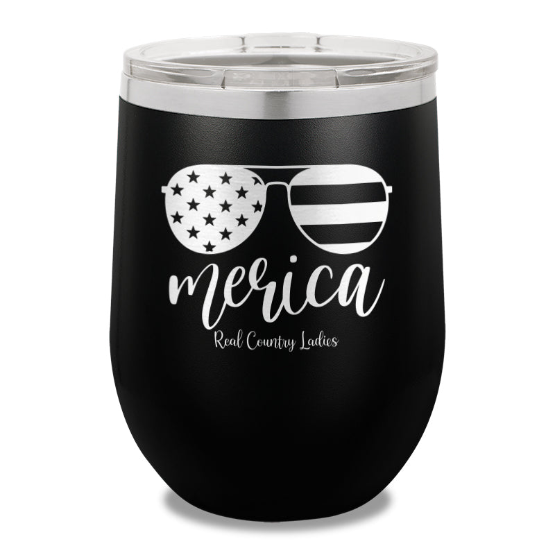 Merica Sunglasses 12oz Stemless Wine Cup
