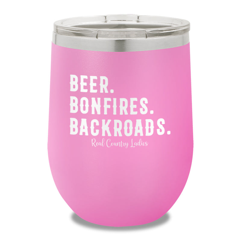 Beer Bonfires Backroads 12oz Stemless Wine Cup