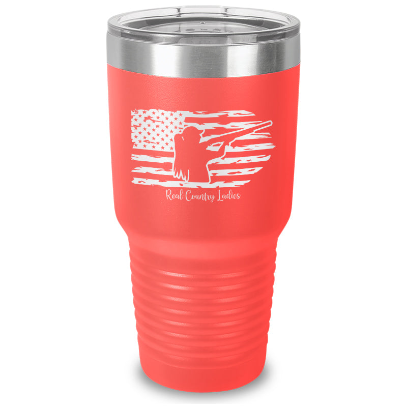 Shotgun USA Flag Laser Etched Tumbler