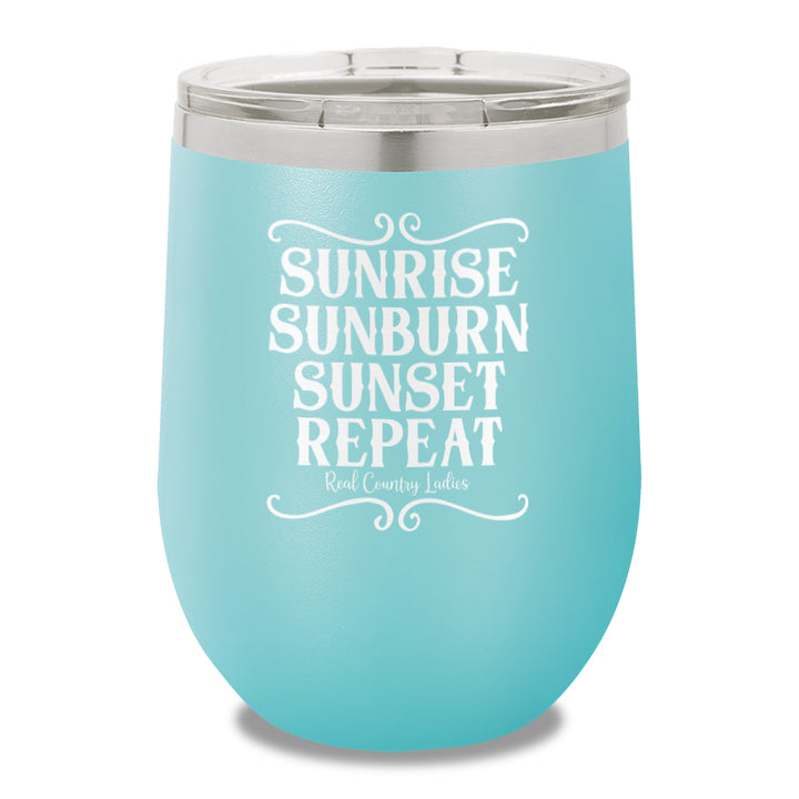 Sunrise Sunburn Sunset Repeat 12oz Stemless Wine Cup