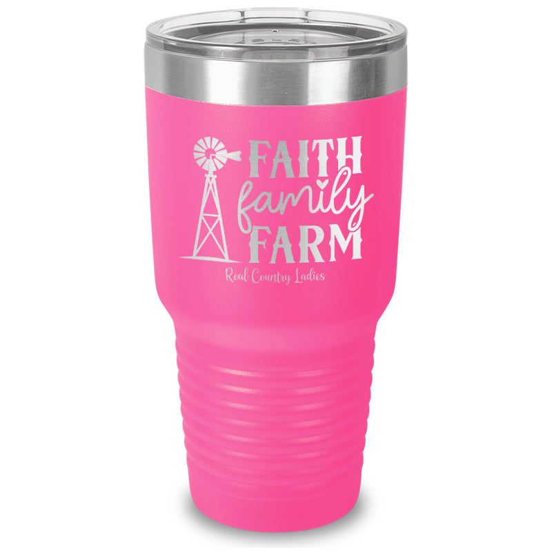 Faith Family Farm Laser Etched Tumbler