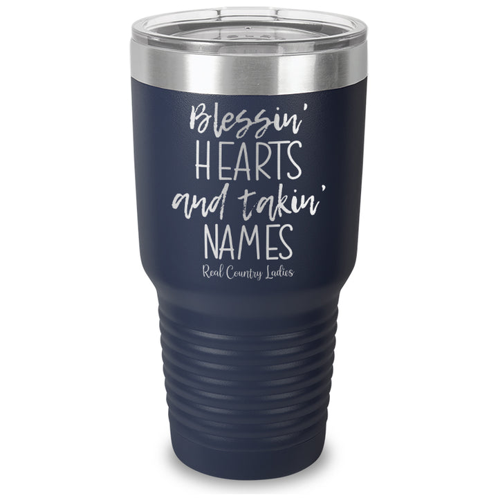 Blessin Hearts And Takin Names Laser Etched Tumbler