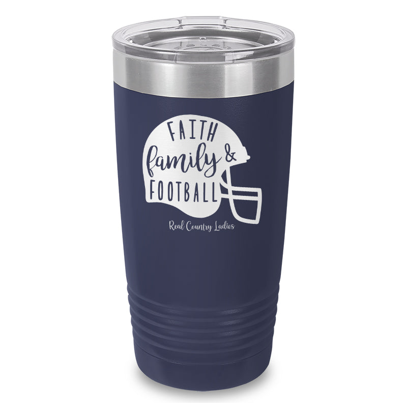 Falling For Deals | Faith Family Football Laser Etched Tumbler