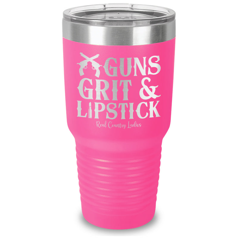 Guns Grit And Lipstick Laser Etched Tumbler