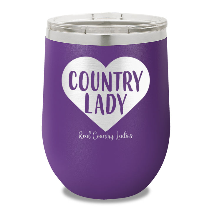 Country Lady Heart 12oz Stemless Wine Cup