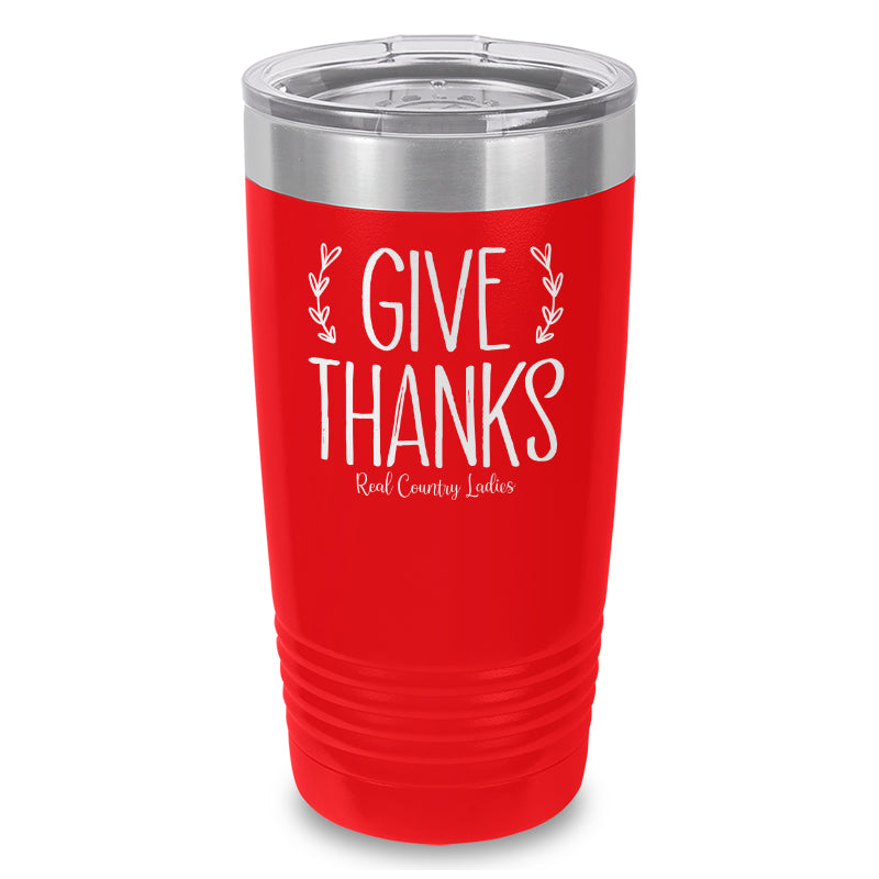 Give Thanks Laser Etched Tumbler