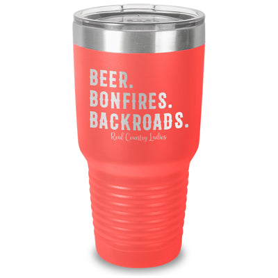 Beer Bonfires Backroads Laser Etched Tumbler