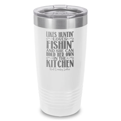 Likes Huntin Loves Fishin Laser Etched Tumbler