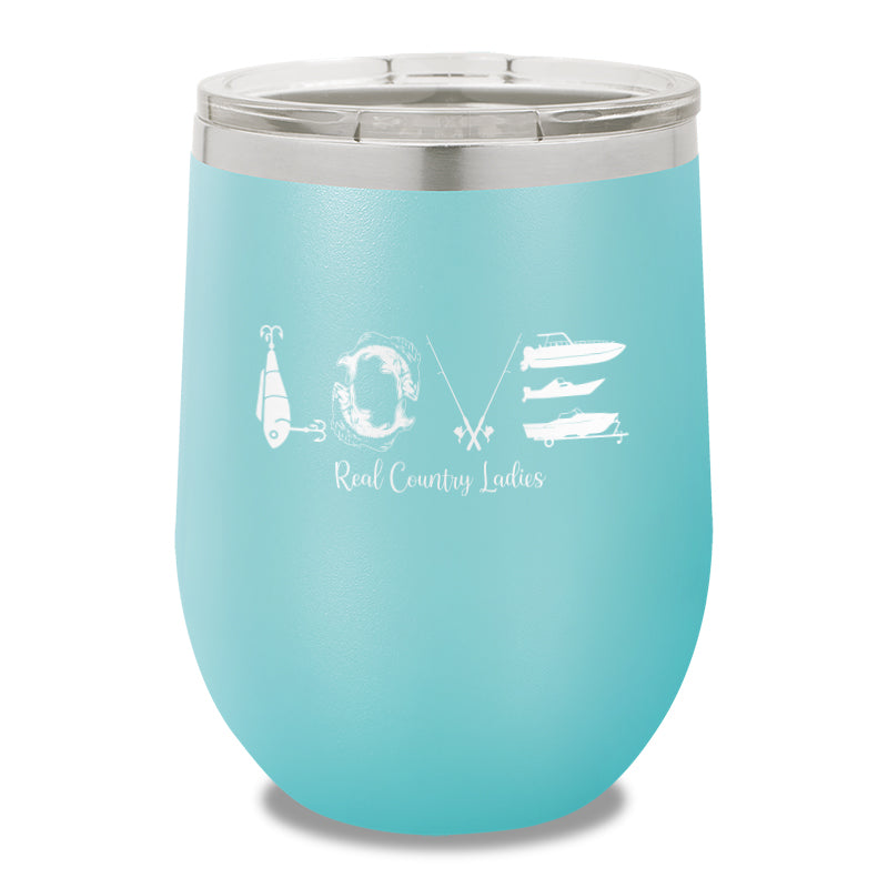 Fishing Love 12oz Stemless Wine Cup