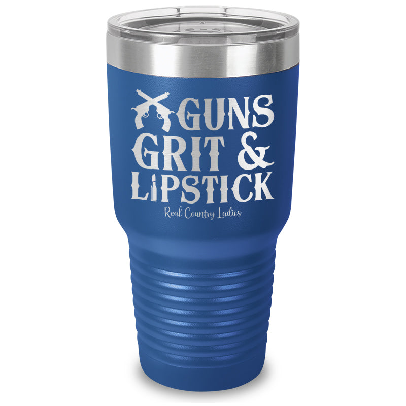 Guns Grit And Lipstick Laser Etched Tumbler