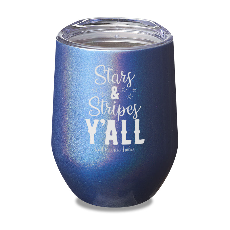 Stars And Stripes Y'all Laser Etched Tumbler