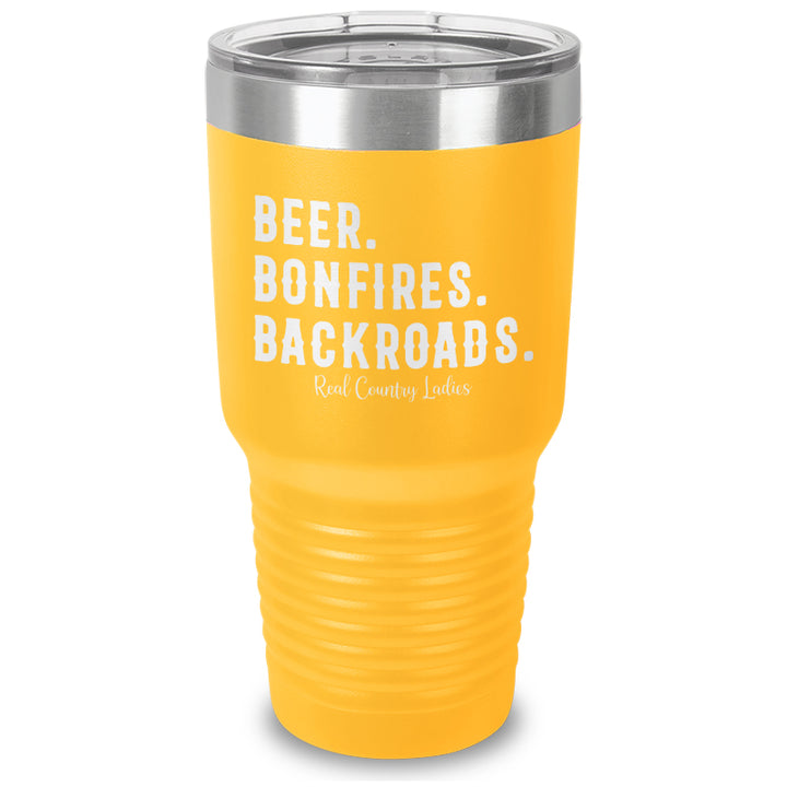 Beer Bonfires Backroads Laser Etched Tumbler