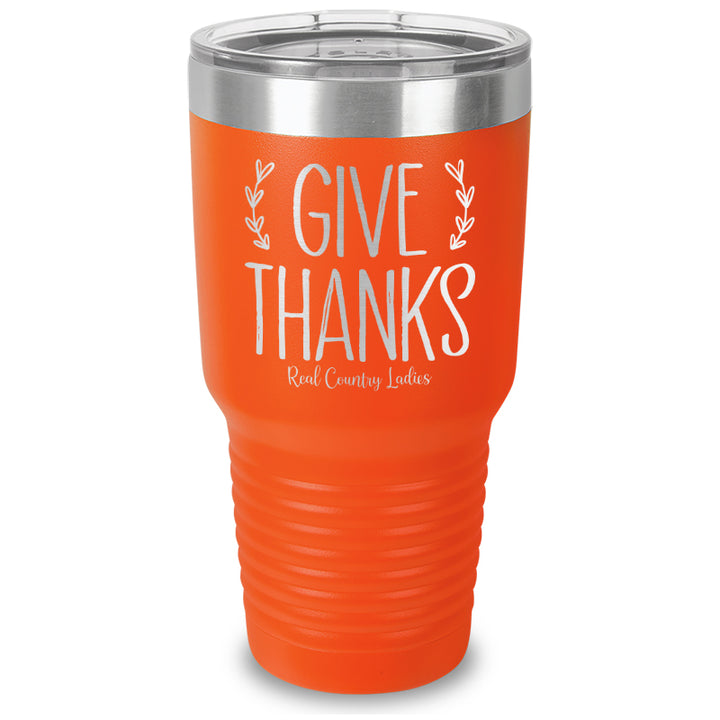 Give Thanks Laser Etched Tumbler