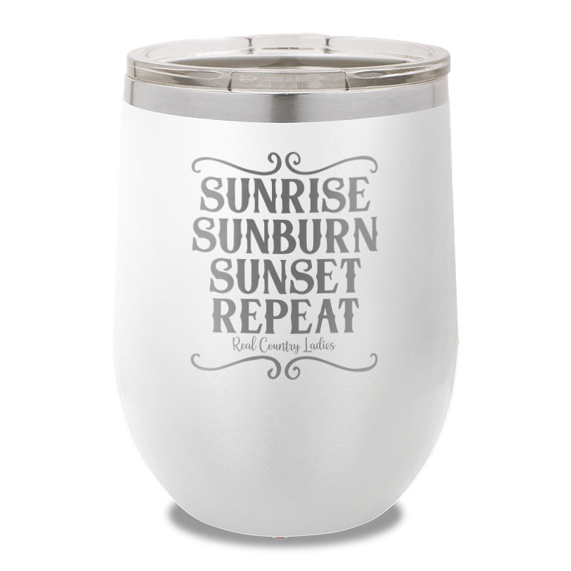 Sunrise Sunburn Sunset Repeat 12oz Stemless Wine Cup