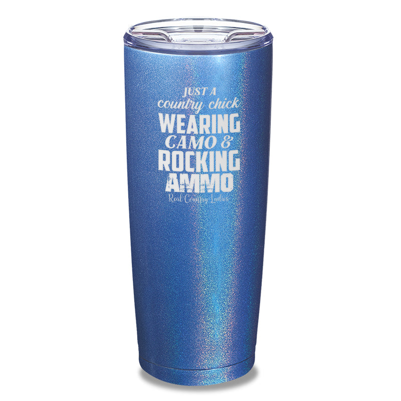 Wearing Camo Rocking Ammo Laser Etched Tumbler