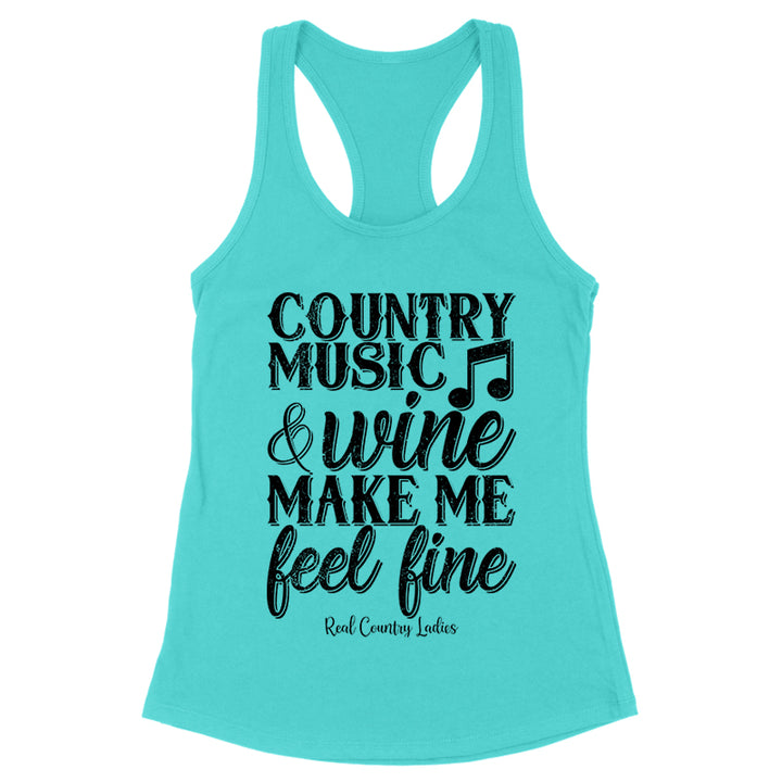 Country Music And Wine Black Print Front Apparel