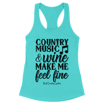 Country Music And Wine Black Print Front Apparel