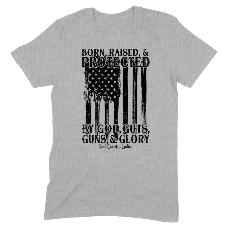 Born Raised And Protected Black Print Front Apparel