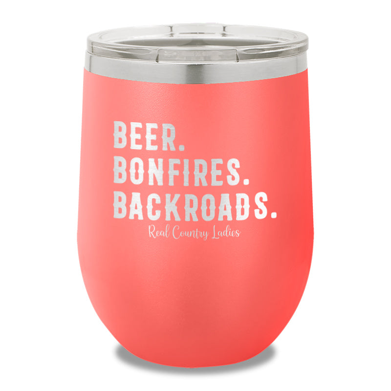 Beer Bonfires Backroads 12oz Stemless Wine Cup