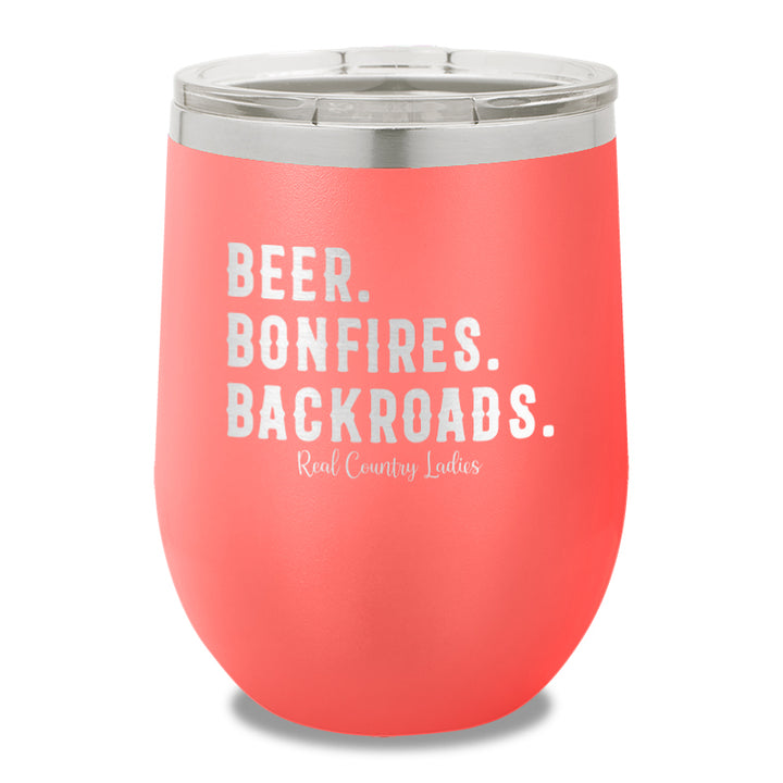 Beer Bonfires Backroads 12oz Stemless Wine Cup