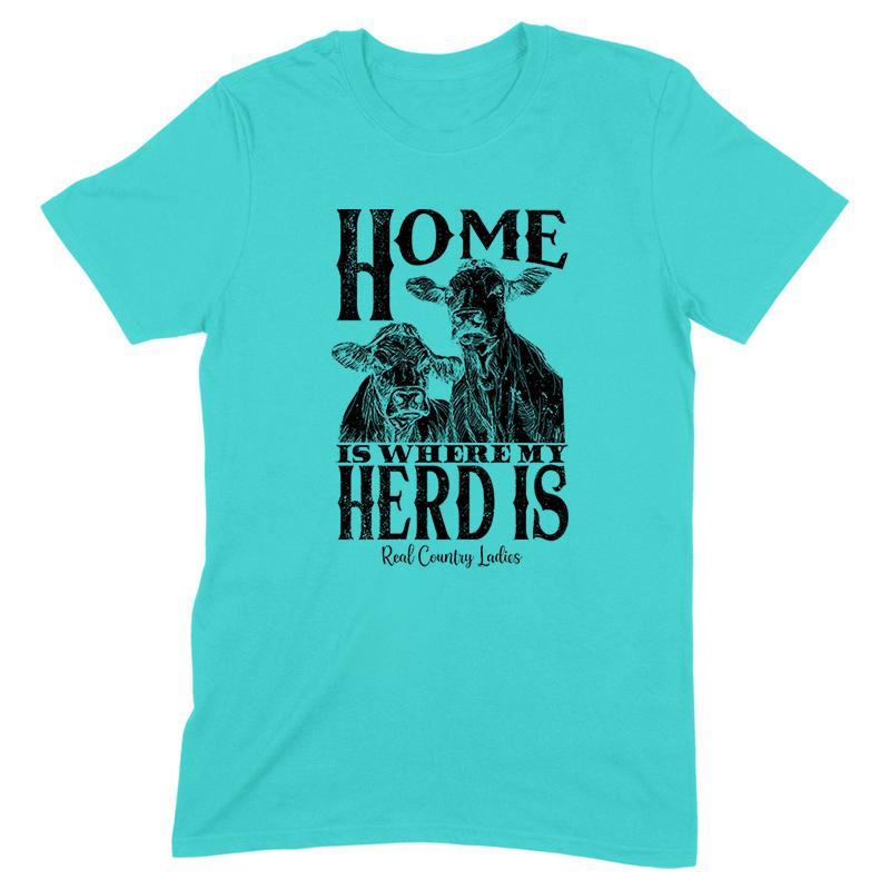 Home Is Where My Herd Is Black Print Front Apparel