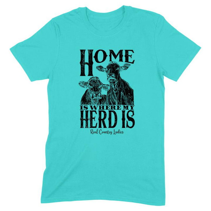 Home Is Where My Herd Is Black Print Front Apparel