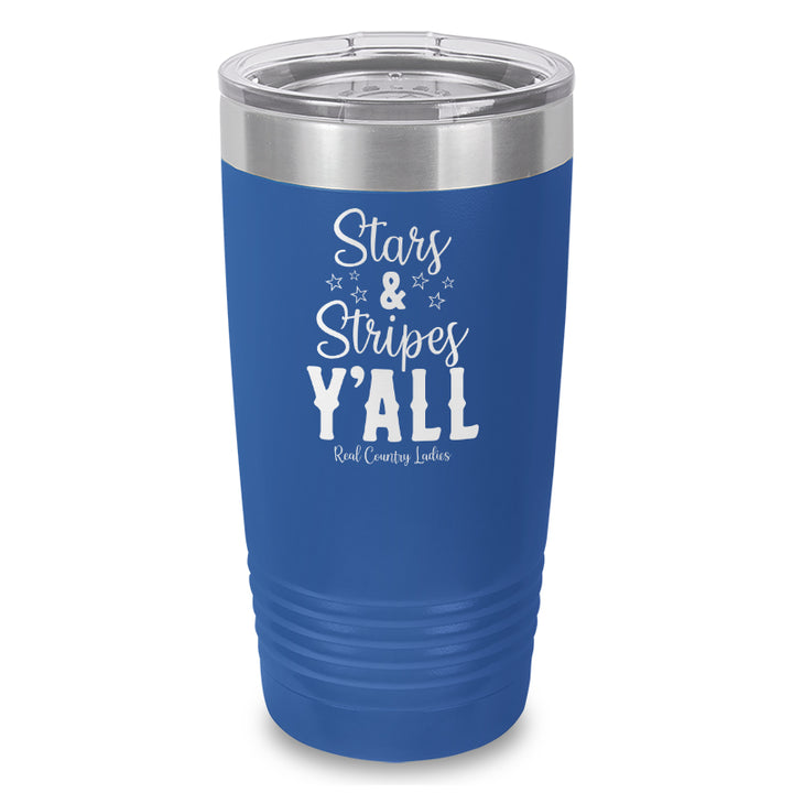 Stars And Stripes Y'all Laser Etched Tumbler