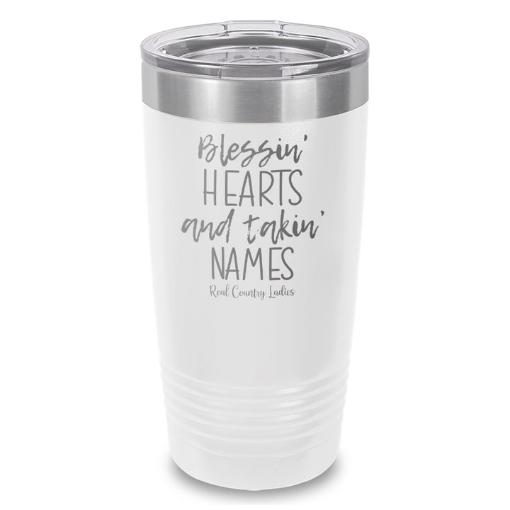 Blessin Hearts And Takin Names Laser Etched Tumbler