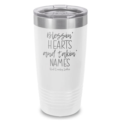 Blessin Hearts And Takin Names Laser Etched Tumbler