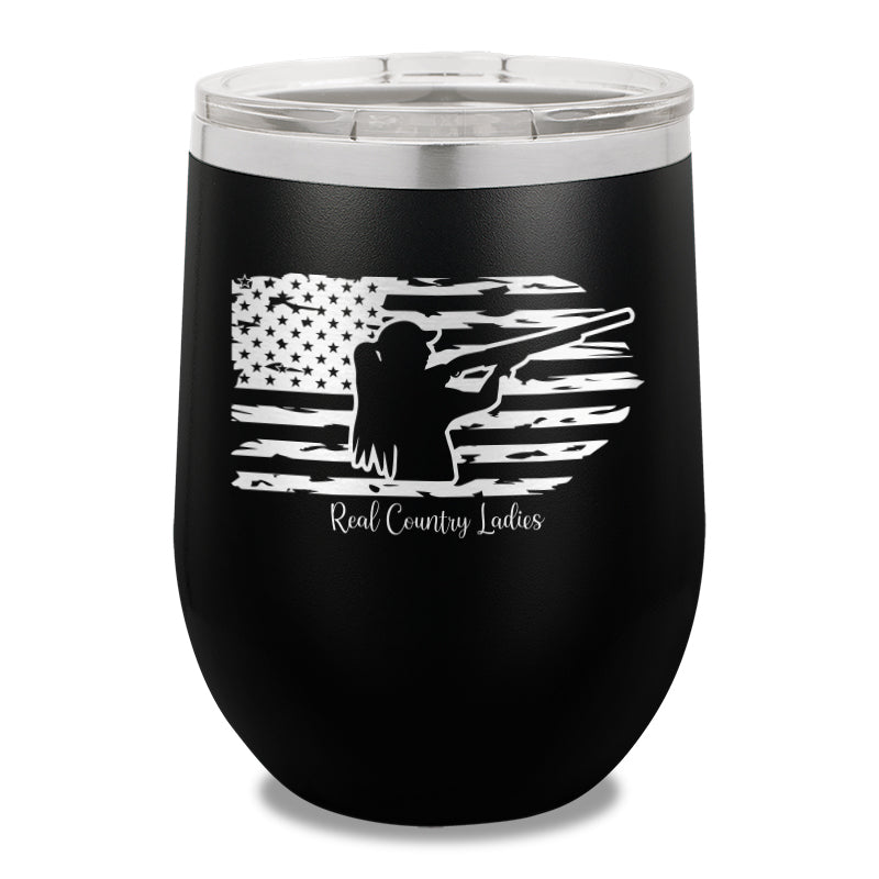 Shotgun USA Flag 12oz Stemless Wine Cup