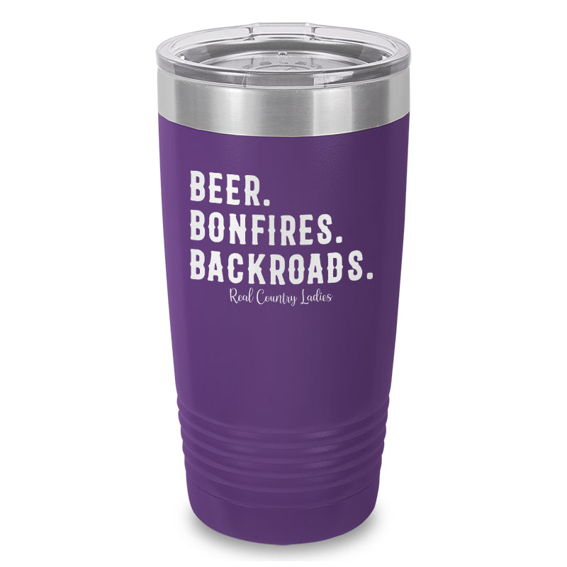 Beer Bonfires Backroads Laser Etched Tumbler