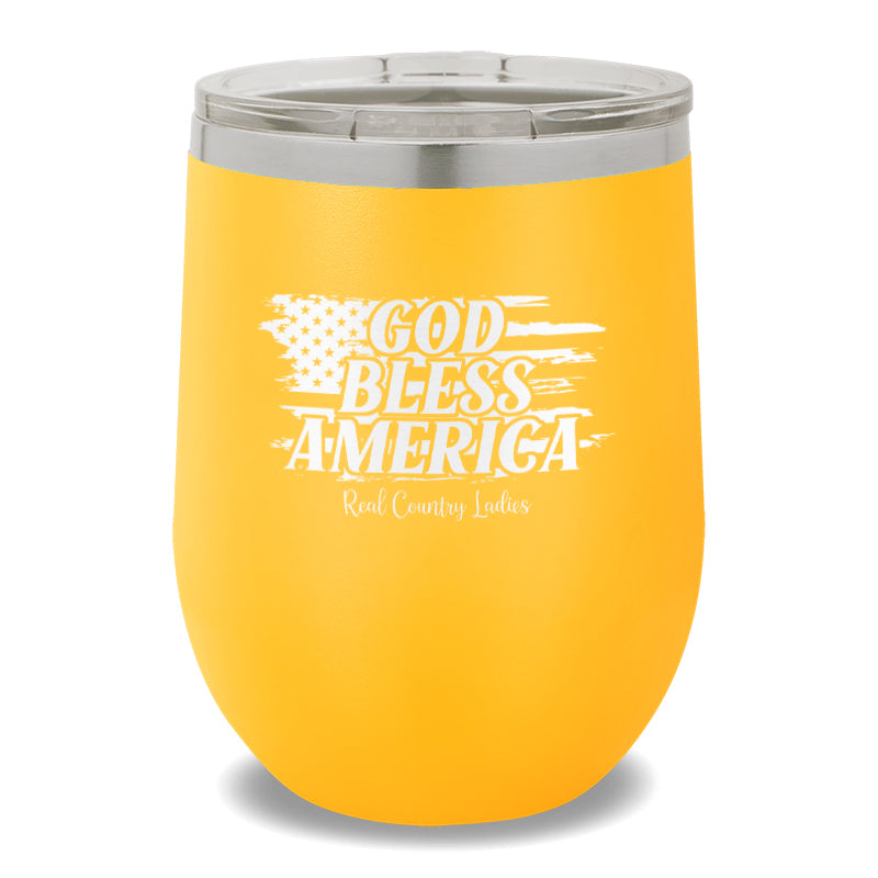 God Bless America 12oz Stemless Wine Cup