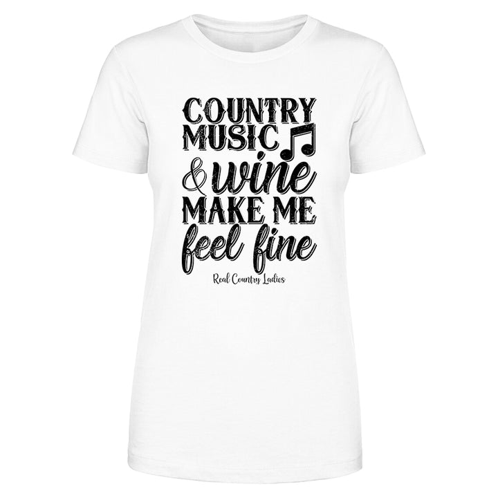 Country Music And Wine Black Print Front Apparel