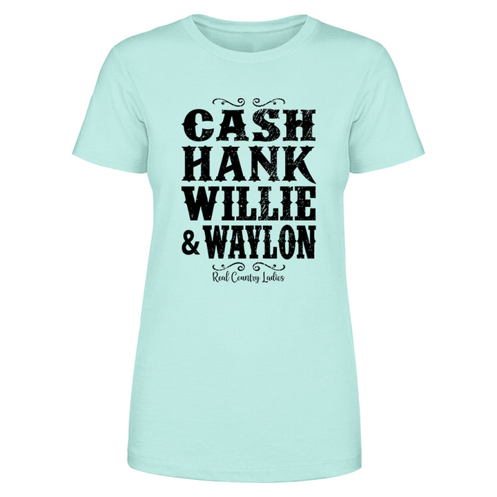 Cash Hank Willie Waylon Black Print Front Apparel