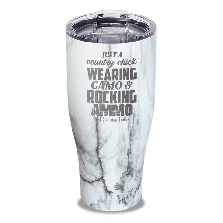 Wearing Camo Rocking Ammo Laser Etched Tumbler