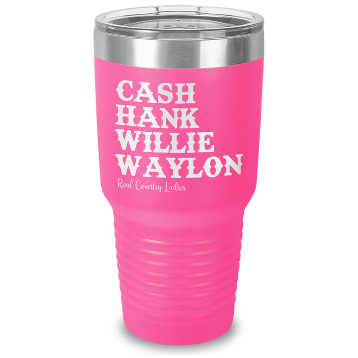 Cash Hank Willie Waylon Laser Etched Tumbler