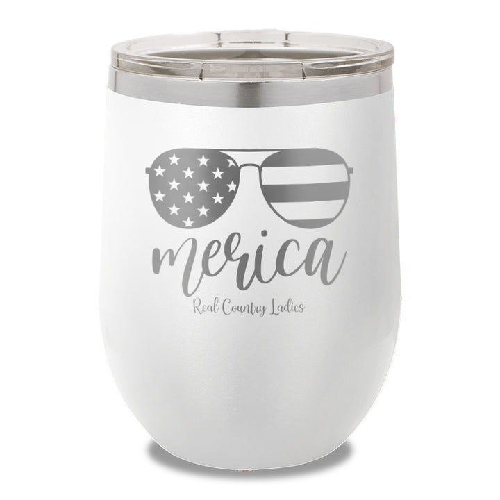 Merica Sunglasses 12oz Stemless Wine Cup