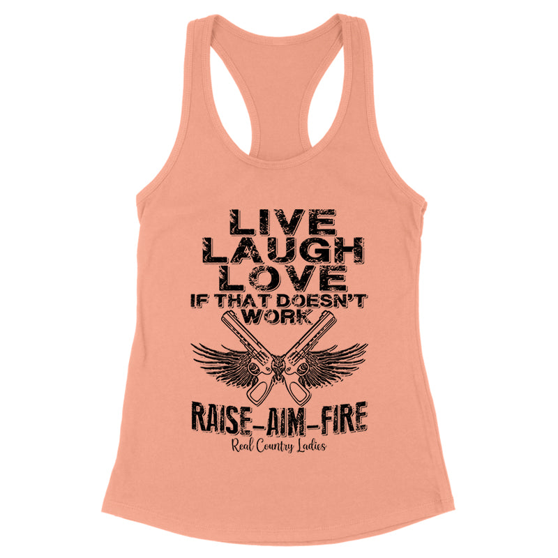 Raise Aim Fire Black Print Front Apparel