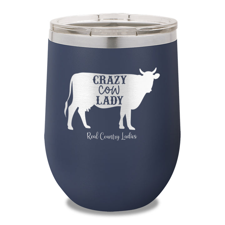 Crazy Cow Lady 12oz Stemless Wine Cup