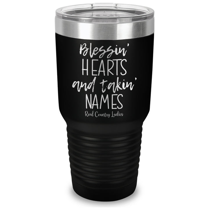 Blessin Hearts And Takin Names Laser Etched Tumbler