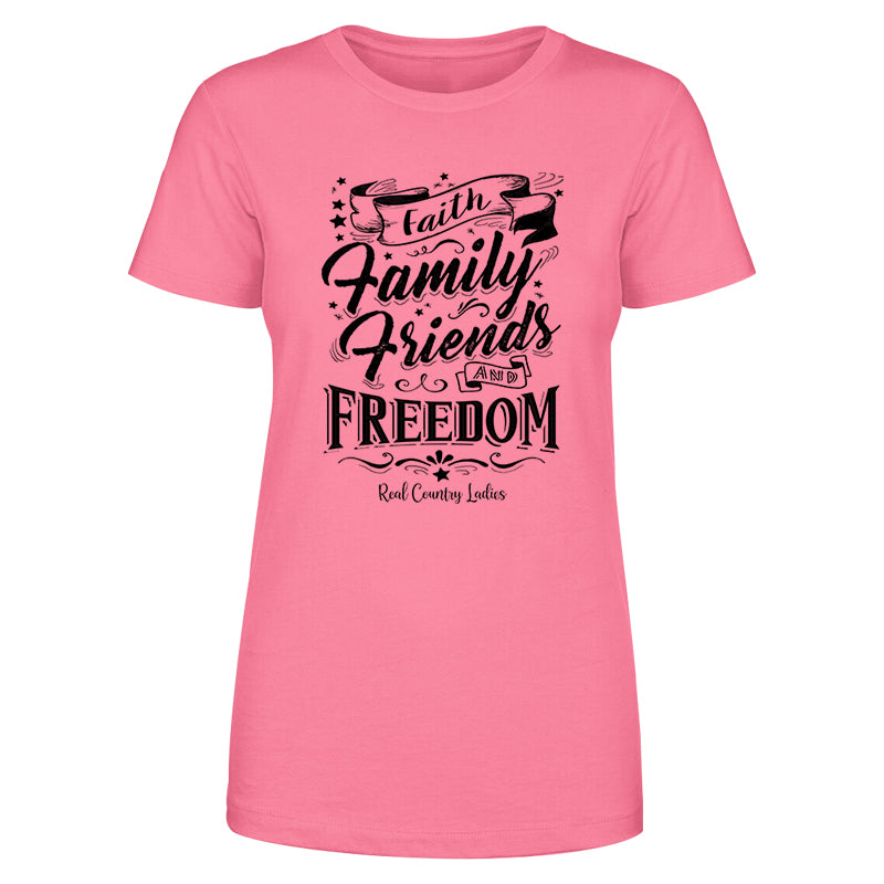 Faith Family Friends Black Print Front Apparel