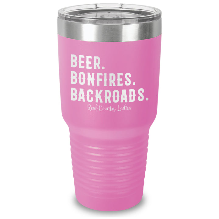 Beer Bonfires Backroads Laser Etched Tumbler