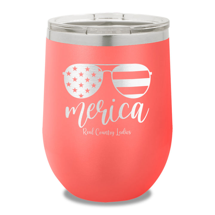 Merica Sunglasses 12oz Stemless Wine Cup