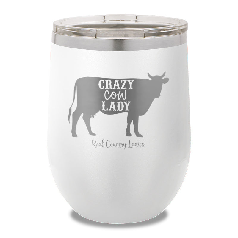 Crazy Cow Lady 12oz Stemless Wine Cup